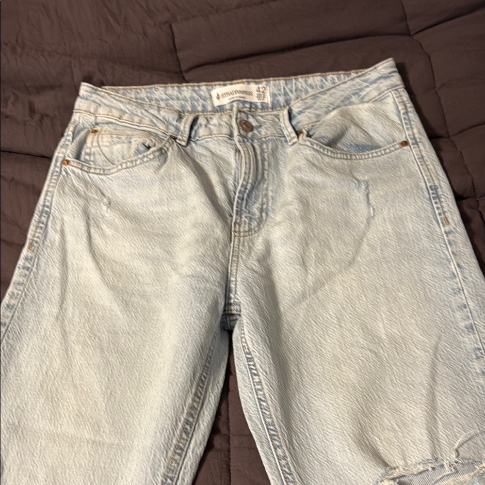 Stradivarius Distressed Light Wash Denim Jeans